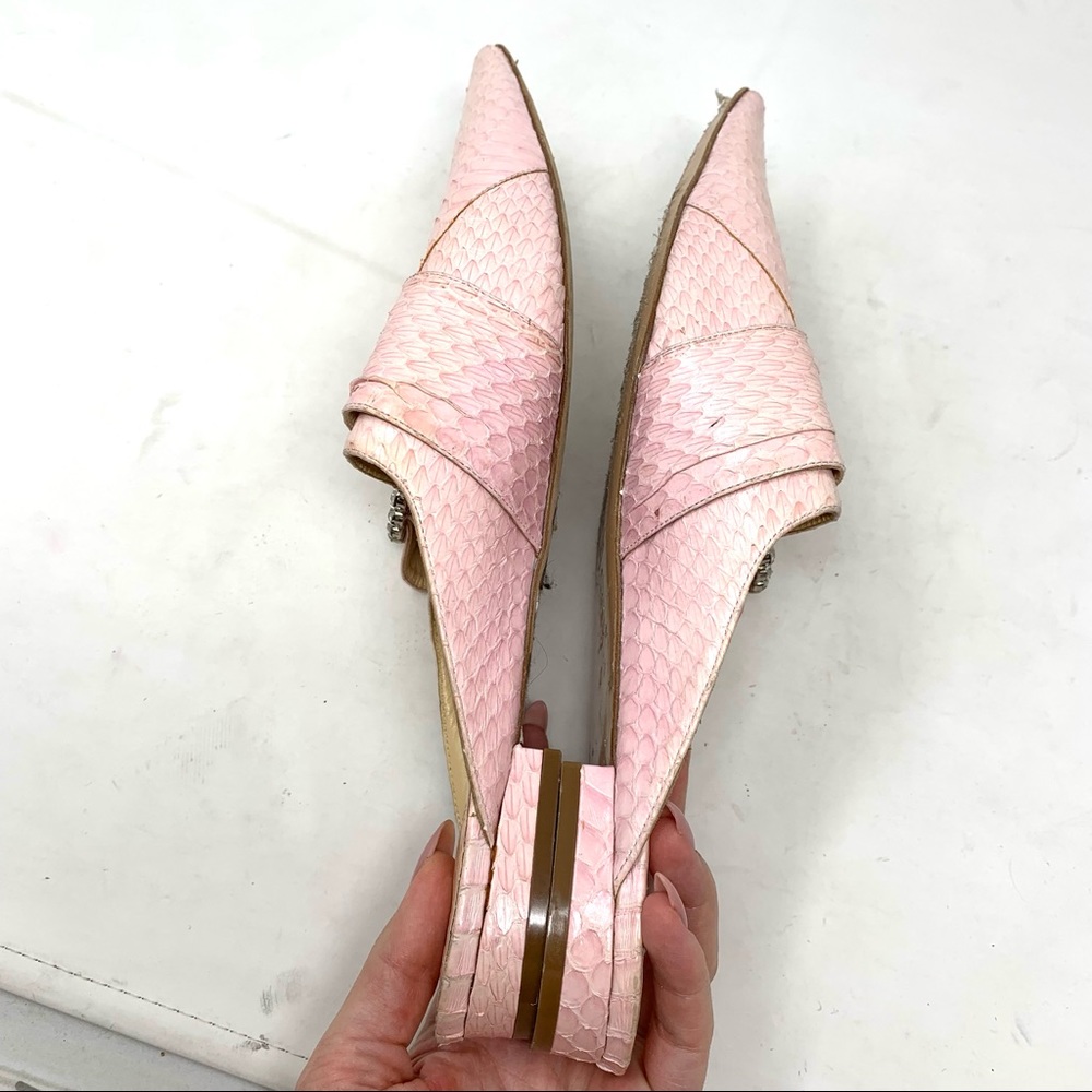 Liudmila python leather pink pointed toe mules loafers size 40 - Picture 8 of 10